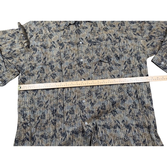 JHANE BARNES XL Button Up Shirt Abstract Leaf Print Men's Long‎ Sleeve - Picture 5 of 10
